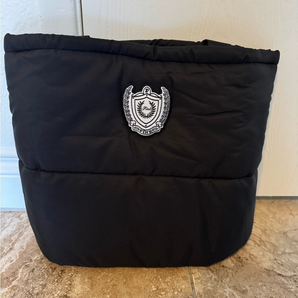 PINK Victoria's Secret Black Quilted Bag with Logo